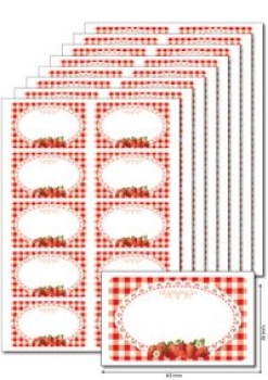 Schmucketikette "Erdbeeren", 8xA5 à 10 Etiketten = 80 Etiketten, bedruckbar
